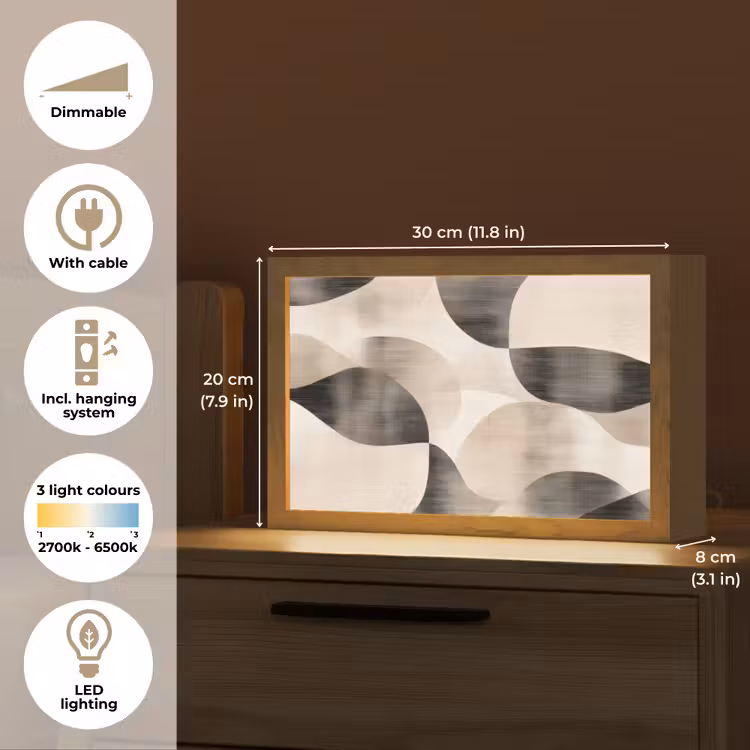 Grillige vormen - Subtiele overgangen - Dynamisch Light Box met kabel (Tafellamp) klein -USP_EN