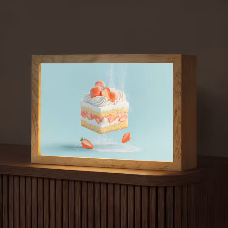 Slagroom - Taart - Blauw - Eten Light Box met kabel (Tafellamp) klein -z3d_website