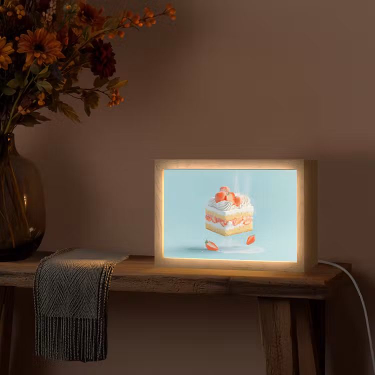 Slagroom - Taart - Blauw - Eten Light Box met kabel (Tafellamp) klein -sfeer4