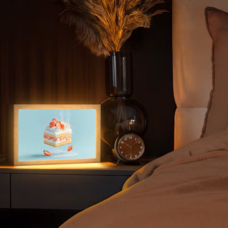 Slagroom - Taart - Blauw - Eten Light Box met kabel (Tafellamp) klein -sfeer1
