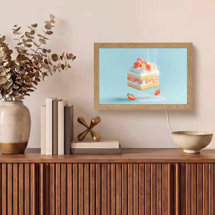 Slagroom - Taart - Blauw - Eten Light Box met kabel (Tafellamp) klein -sfeer2