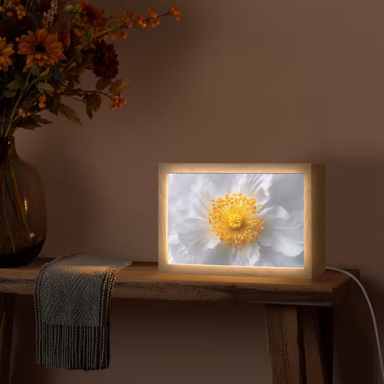 Wit - Bloem - Elegant Light Box met kabel (Tafellamp) klein -sfeer4