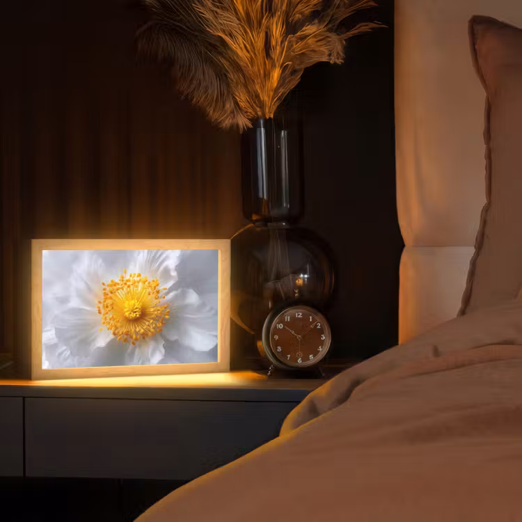Wit - Bloem - Elegant Light Box met kabel (Tafellamp) klein -sfeer1