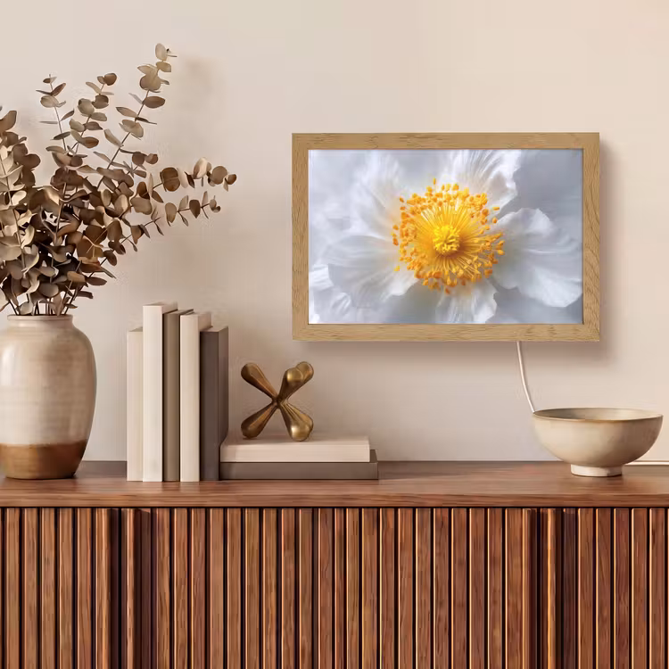 Wit - Bloem - Elegant Light Box met kabel (Tafellamp) klein -sfeer2