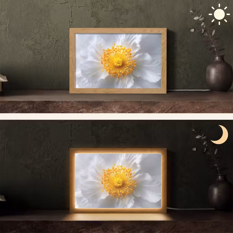 Wit - Bloem - Elegant Light Box met kabel (Tafellamp) klein -sfeer3