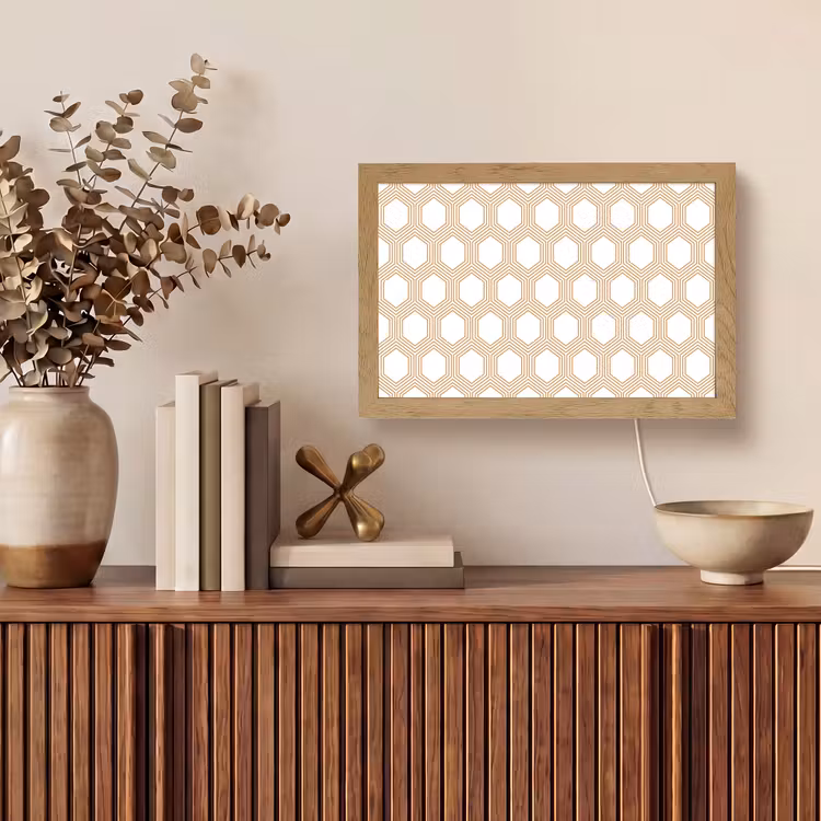 Wit - Patroon - Symmetrisch - Modern Light Box met kabel (Tafellamp) klein 924 -sfeer2
