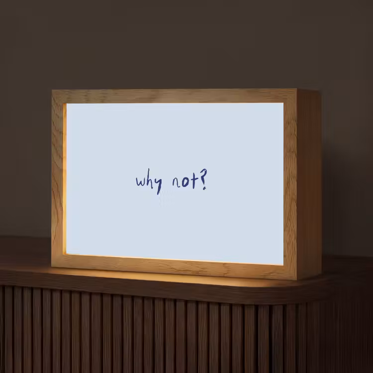 Why not - Blauw - Donker blauw - Quote Light Box met kabel (Tafellamp) klein -z3d_website