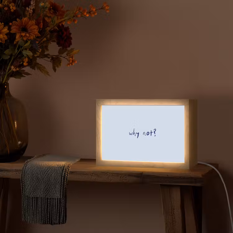 Why not - Blauw - Donker blauw - Quote Light Box met kabel (Tafellamp) klein -sfeer4