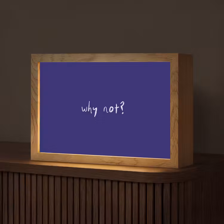 Why not - Blauw - Handgeschreven Light Box met kabel (Tafellamp) klein -z3d_website