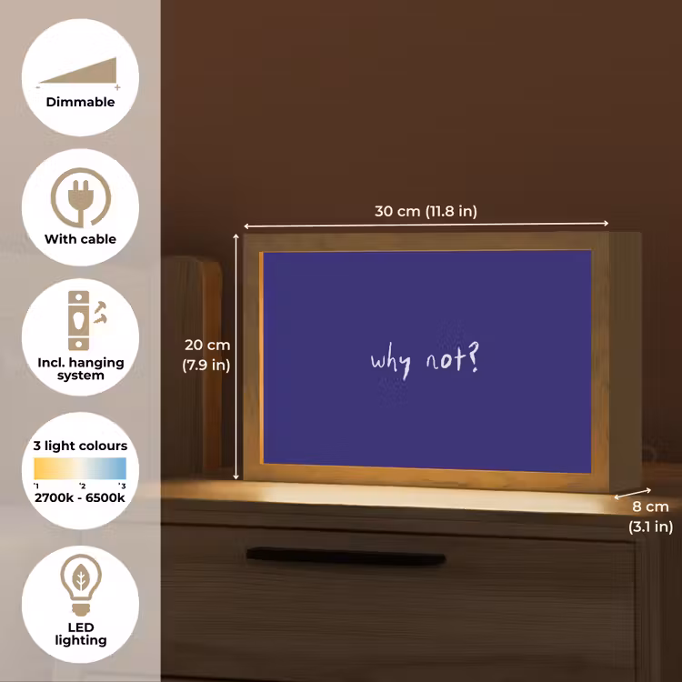 Why not - Blauw - Handgeschreven Light Box met kabel (Tafellamp) klein -USP_EN