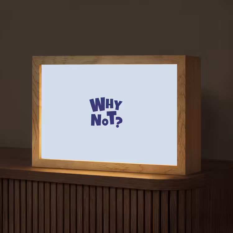 Why not - Blauw - Licht blauw - Quote Light Box met kabel (Tafellamp) klein -z3d_website