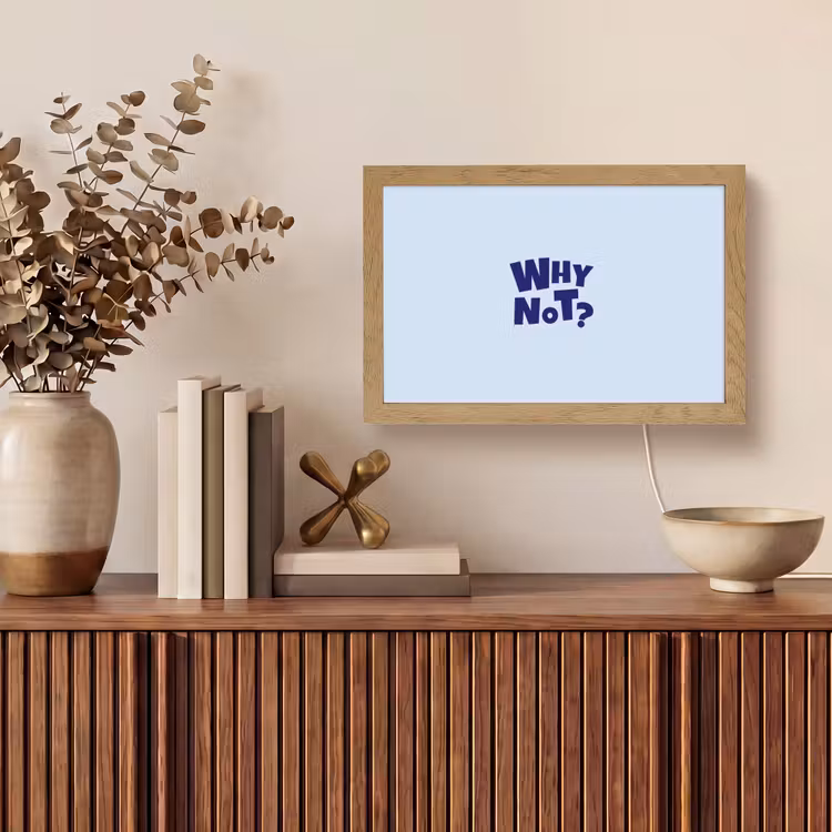 Why not - Blauw - Licht blauw - Quote Light Box met kabel (Tafellamp) klein -sfeer2