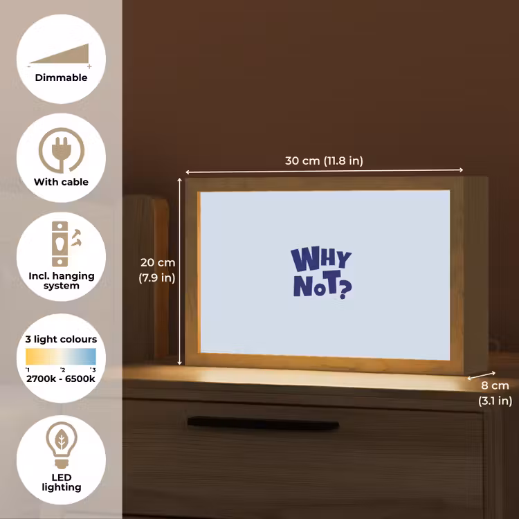 Why not - Blauw - Licht blauw - Quote Light Box met kabel (Tafellamp) klein -USP_EN