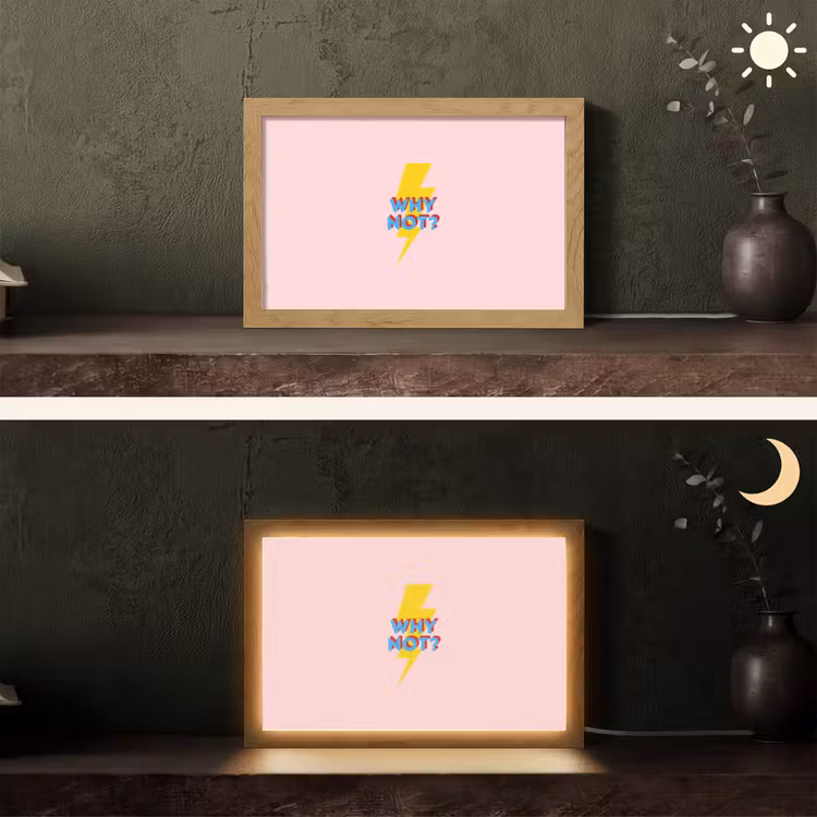 Why not - Bliksem - Roze Light Box met kabel (Tafellamp) klein -sfeer3
