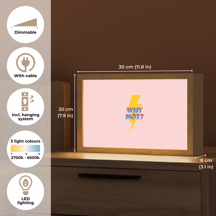 Why not - Bliksem - Roze Light Box met kabel (Tafellamp) klein -USP_EN