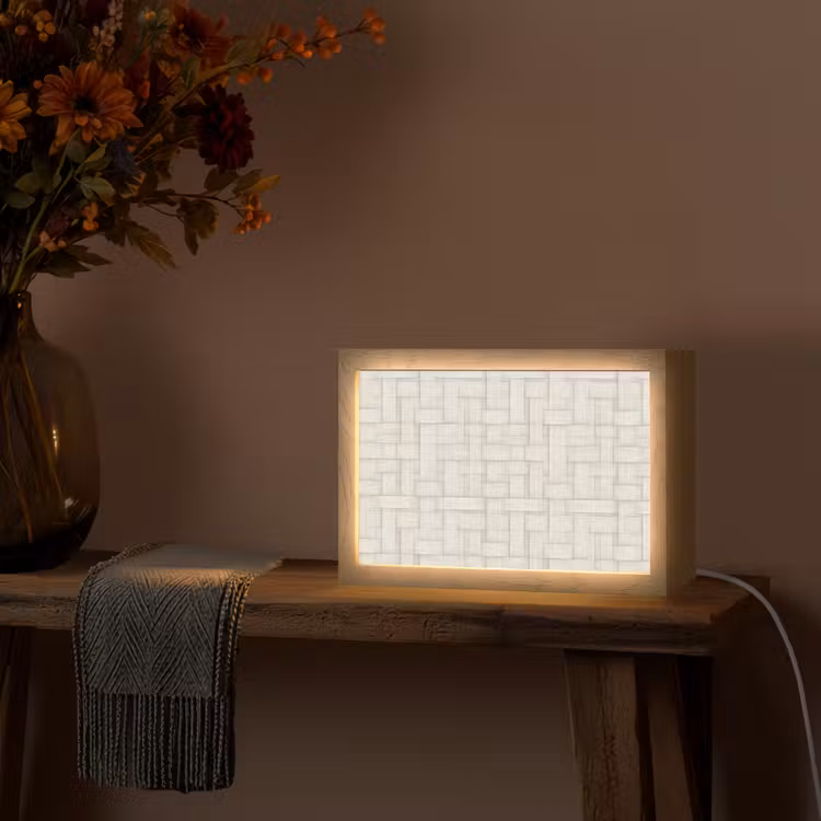Vlechtwerk - Banen - Beige Light Box met kabel (Tafellamp) klein 924 -sfeer4