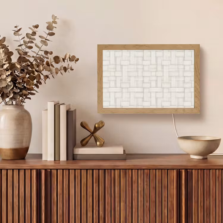 Vlechtwerk - Banen - Beige Light Box met kabel (Tafellamp) klein 924 -sfeer2