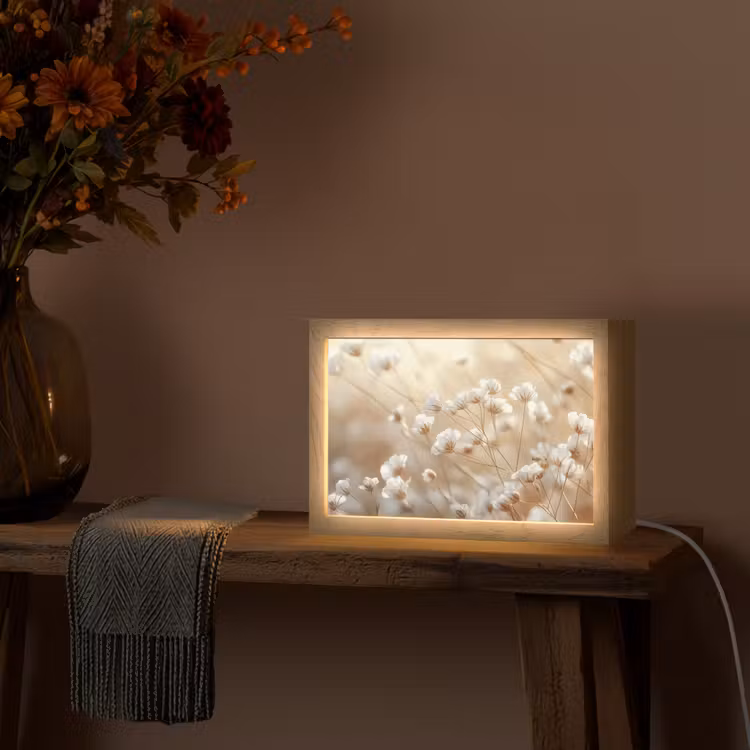 Wilde - Bloemen - Wit Light Box met kabel (Tafellamp) klein -sfeer4