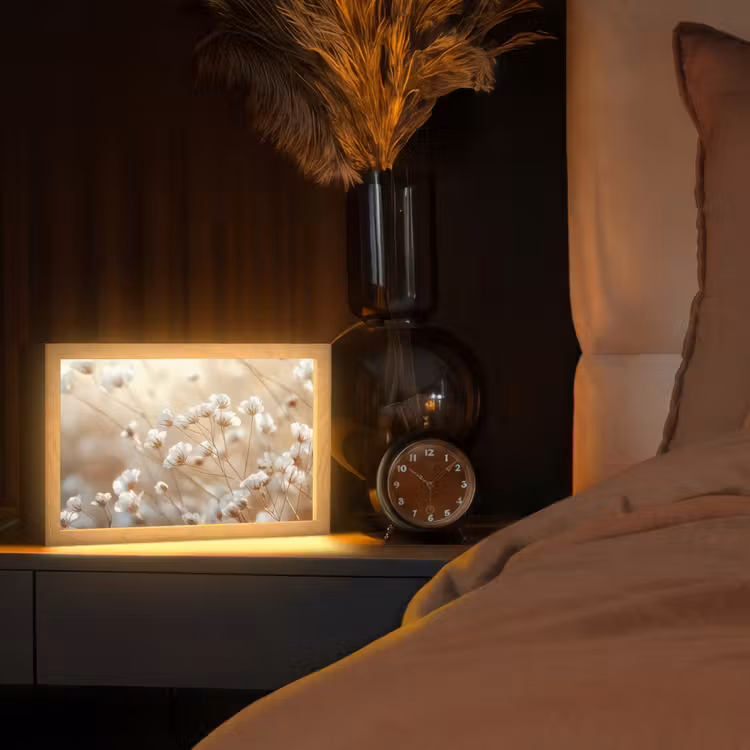 Wilde - Bloemen - Wit Light Box met kabel (Tafellamp) klein -sfeer1