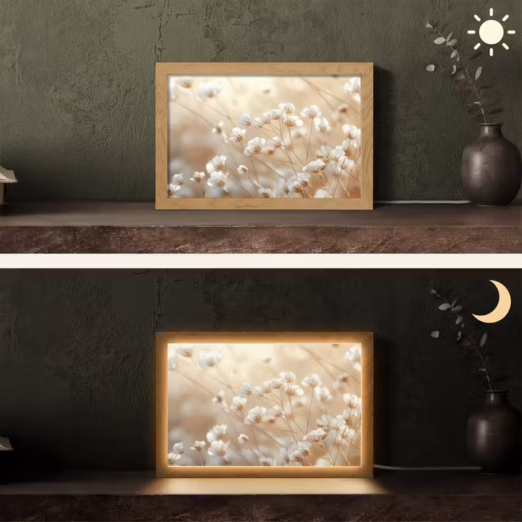 Wilde - Bloemen - Wit Light Box met kabel (Tafellamp) klein -sfeer3