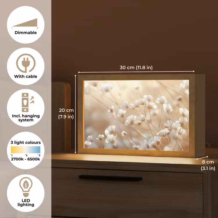 Wilde - Bloemen - Wit Light Box met kabel (Tafellamp) klein -USP_EN