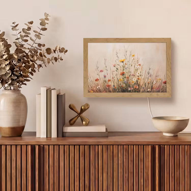 Wilde bloemen - Penseelstreken - Rustgevend Light Box met kabel (Tafellamp) klein -sfeer2