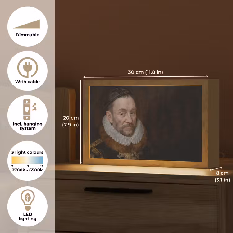 Willem van Oranje - Schilderij - Oude meesters - Kunst Light Box met kabel (Tafellamp) klein -USP_EN