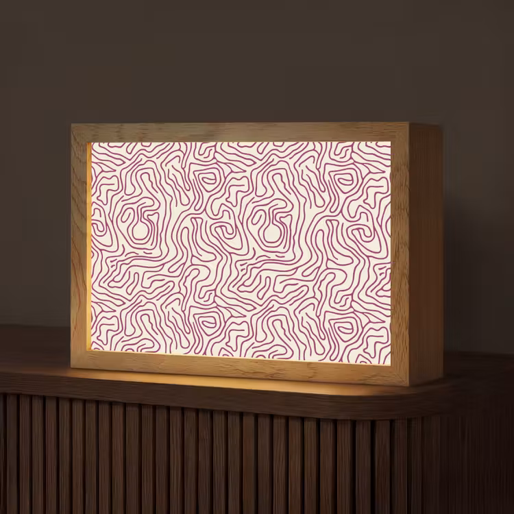Kronkelende lijn - Magenta - Crème Light Box met kabel (Tafellamp) klein 924 -z3d_website