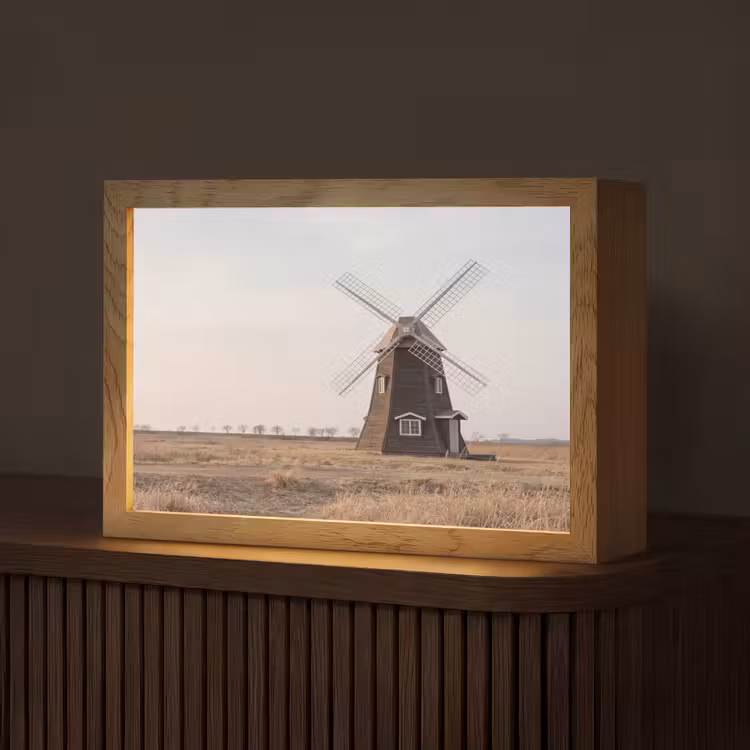 Windmolens - Landschap - Veld Light Box met kabel (Tafellamp) klein -z3d_website