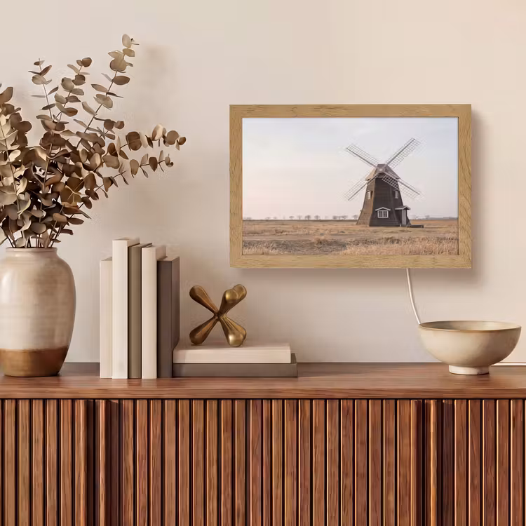 Windmolens - Landschap - Veld Light Box met kabel (Tafellamp) klein -sfeer2