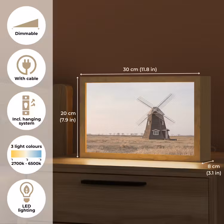 Windmolens - Landschap - Veld Light Box met kabel (Tafellamp) klein -USP_EN