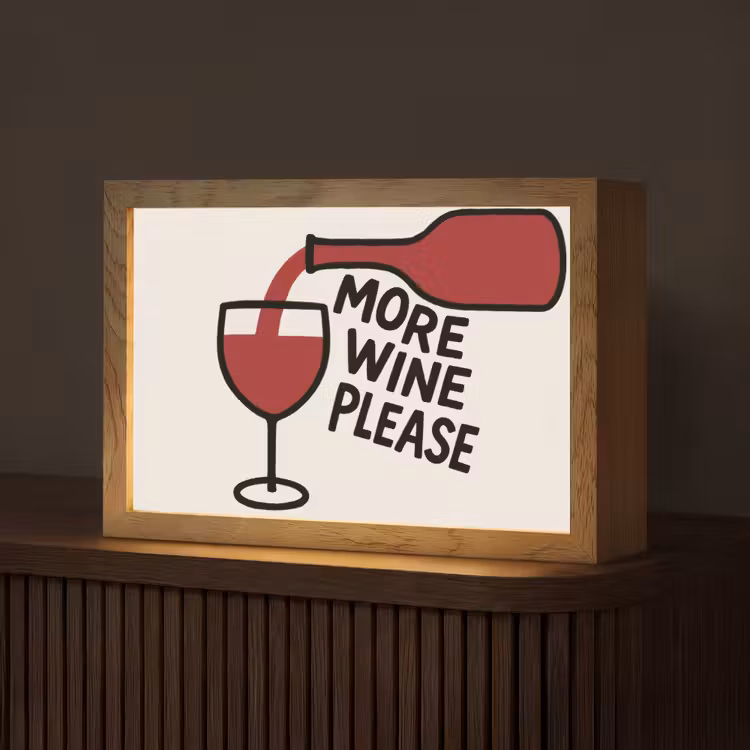 Wijnfles - Quote - Rood - Glas Light Box met kabel (Tafellamp) klein -z3d_website