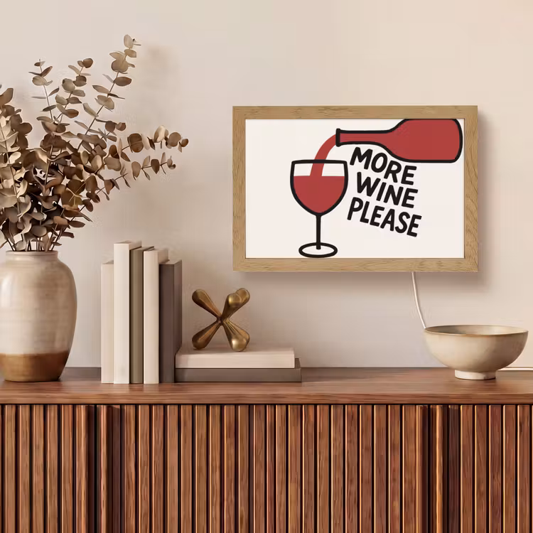Wijnfles - Quote - Rood - Glas Light Box met kabel (Tafellamp) klein -sfeer2
