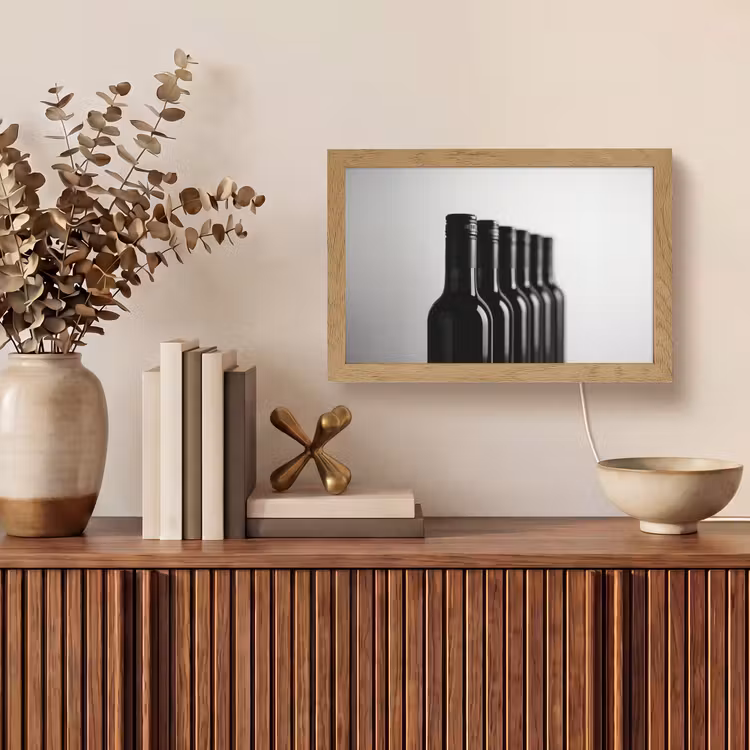 Wijnflessen - Zwart - Minimalistisch Light Box met kabel (Tafellamp) klein -sfeer2