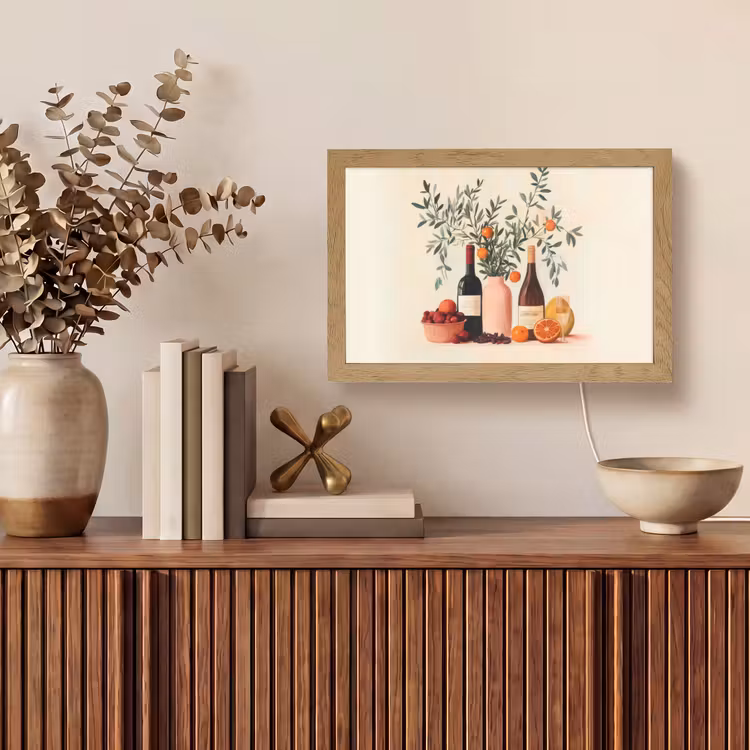 Wijnflessen - Takken - Sinaasappels Light Box met kabel (Tafellamp) klein -sfeer2