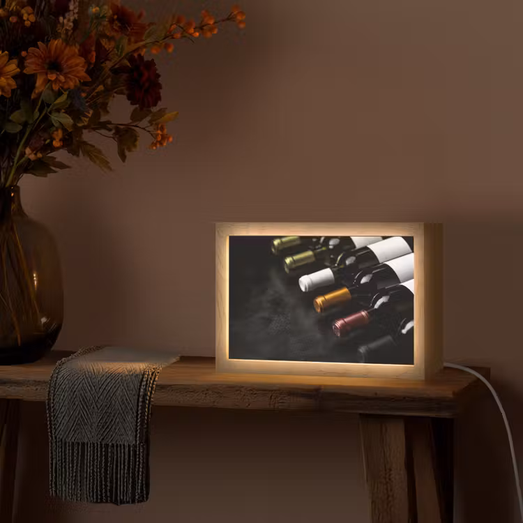 Wijn - Flessen - Variatie - Smaken Light Box met kabel (Tafellamp) klein -sfeer4