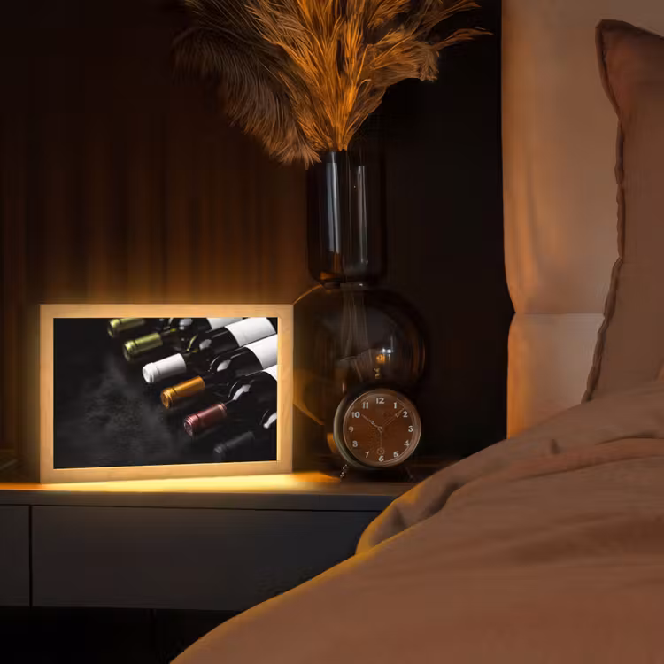 Wijn - Flessen - Variatie - Smaken Light Box met kabel (Tafellamp) klein -sfeer1
