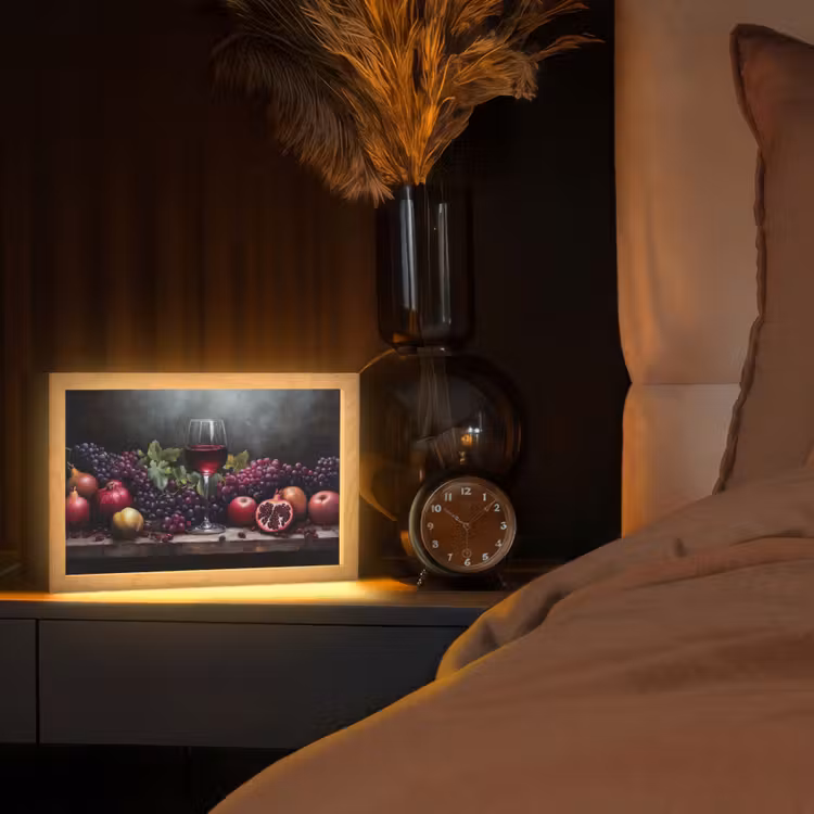 Wijn - Fruit - Stilleven Light Box met kabel (Tafellamp) klein -sfeer1