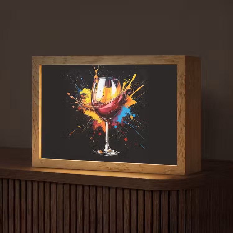 Wijn - Glas - Graffiti - Borrel - Rood - Verf Light Box met kabel (Tafellamp) klein -z3d_website