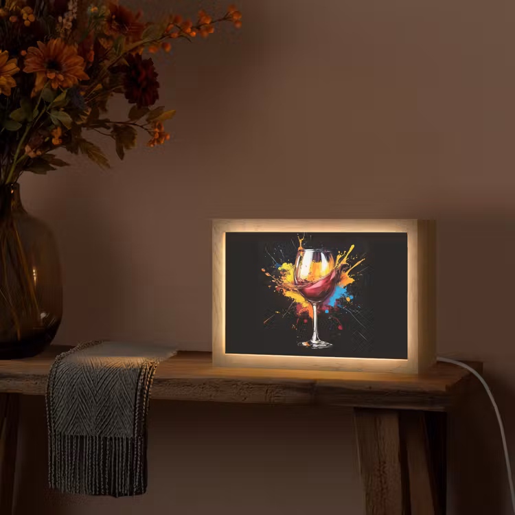 Wijn - Glas - Graffiti - Borrel - Rood - Verf Light Box met kabel (Tafellamp) klein -sfeer4