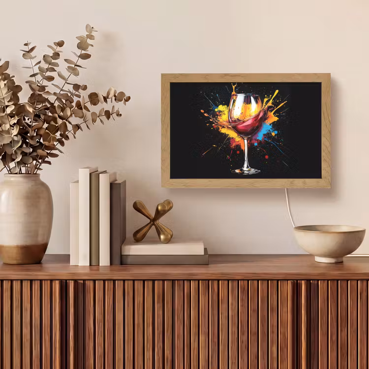Wijn - Glas - Graffiti - Borrel - Rood - Verf Light Box met kabel (Tafellamp) klein -sfeer2