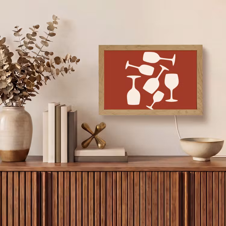 Wijnglazen - Silhouetten - Wit Light Box met kabel (Tafellamp) klein -sfeer2