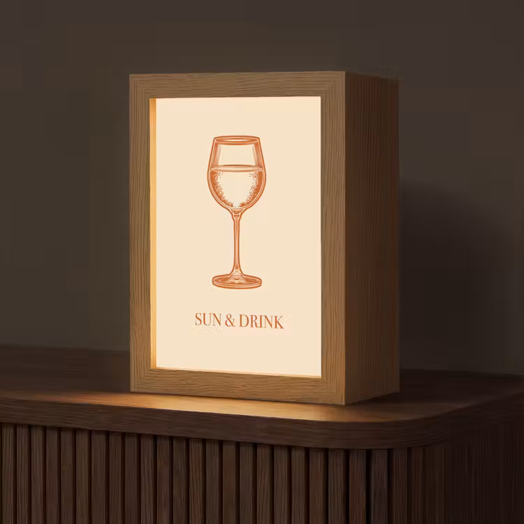 Wijn - Zomer - Quote - Oranje Light Box met kabel (Tafellamp) klein -z3d_website