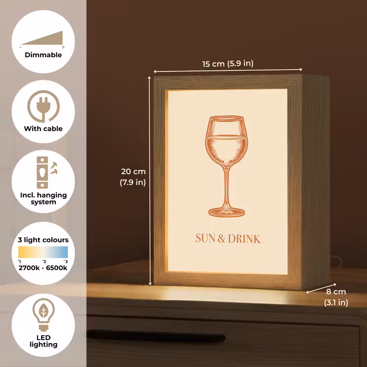 Wijn - Zomer - Quote - Oranje Light Box met kabel (Tafellamp) klein -USP_EN