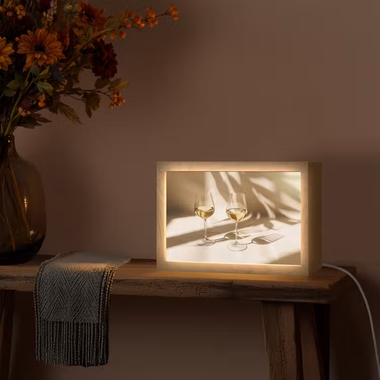Wijn - Wijnglazen - Wit Light Box met kabel (Tafellamp) klein -sfeer4