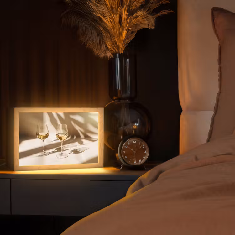 Wijn - Wijnglazen - Wit Light Box met kabel (Tafellamp) klein -sfeer1