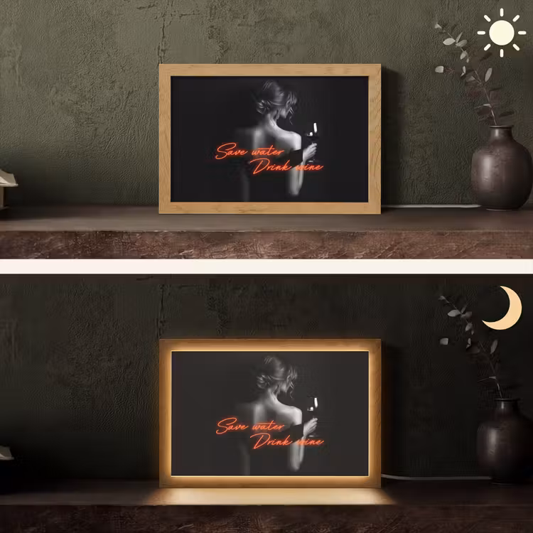 Wijn - Vrouw - Neon - Quote Light Box met kabel (Tafellamp) klein -sfeer3