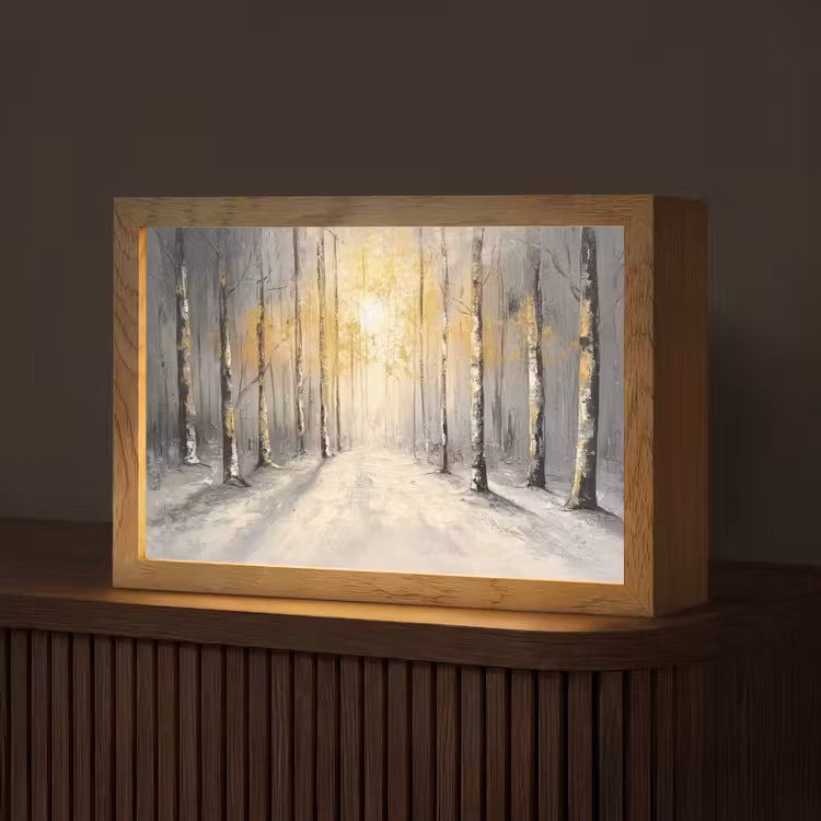 Winter - Abstract - Sneeuw - Natuur - Zon Light Box met kabel (Tafellamp) klein -z3d_website