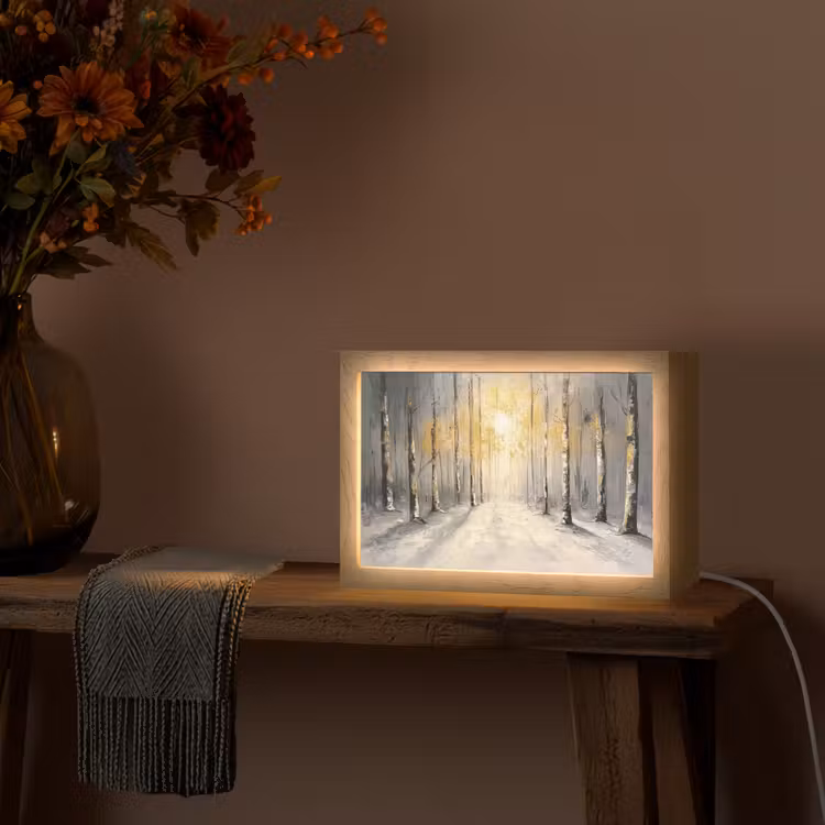 Winter - Abstract - Sneeuw - Natuur - Zon Light Box met kabel (Tafellamp) klein -sfeer4