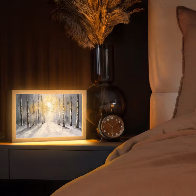Winter - Abstract - Sneeuw - Natuur - Zon Light Box met kabel (Tafellamp) klein -sfeer1